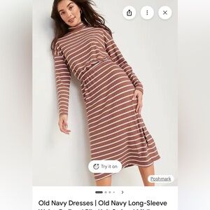 Old Navy Striped Brown and White Women's Dress